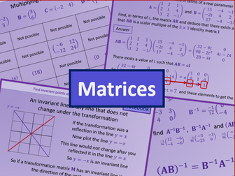 Matrices, Invariant Points and Lines, Inverse matrices and determinants - AS level Further Maths