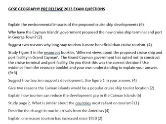 AQA GCSE GEOGRAPHY PRE RELEASE ISSUE EVALUATION 2023 EXAM QUESTION BOOKLET