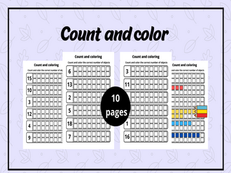 Count And Color 1-20 Worksheet.