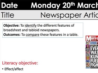 Features of newspapers KS3 Y9