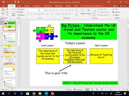 Travel and Tourism BTEC first level 2 - UNIT 1 - lesson 7&8 - Importance to UK Economy