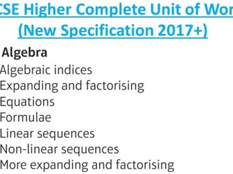 GCSE Higher (Unit 2): Algebra