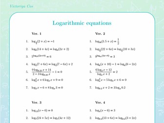 Logarithmic equations worksheet