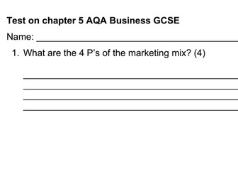 AQA GCSE Business chapter 5 Test Marketing