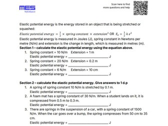 GCSE Physics AQA FT Topic 1: Elastic Potential Energy Worksheet