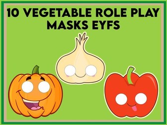 10 Vegetable Role Play Masks EYFS