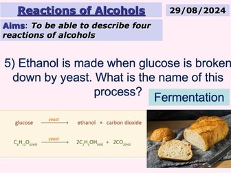 Reactions of alcohols lesson powerpoint