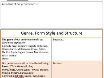 Genre, Form, Style and Structure planning sheet
