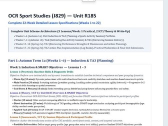 OCR Cambridge National Sports Studies R185 FULL Lesson by Lesson Guide