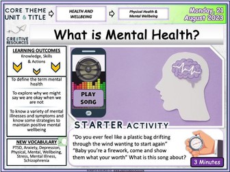 What is Mental Health? PSHE lesson