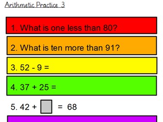 Arithmetic Practice (Year 2)