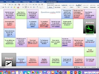 New French GCSE Speaking Game (revision)