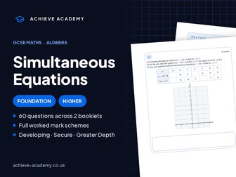Simultaneous Equations GCSE Maths Booklets | Foundation & Higher + Mark Schemes