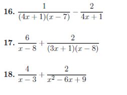 Adding and subtracting algebraic fractions (harder) worksheet no 2 (with solutions)