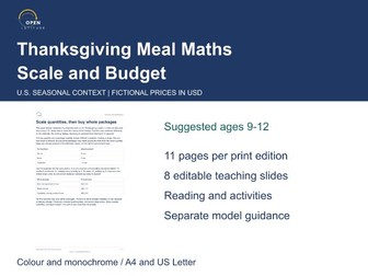 Thanksgiving Math Worksheets | Scale Recipes & Budget Whole Packages