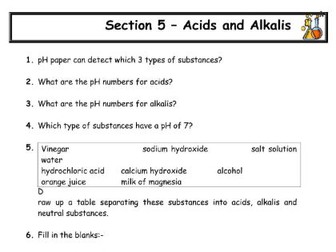 National 5 Chemistry Unit 1 Section 5 Acids and Bases Revision Questions