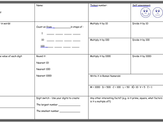 Mental Maths worksheet