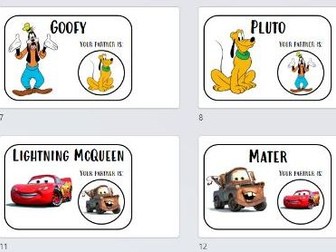 Cartoon Character Partner Cards