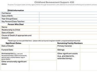 Pupil Bereavement Passport KS2