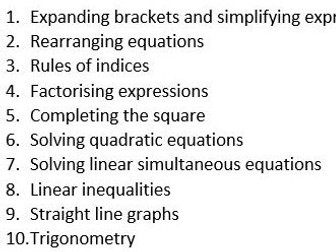 10 BRIDGING TOPICS for A level Maths