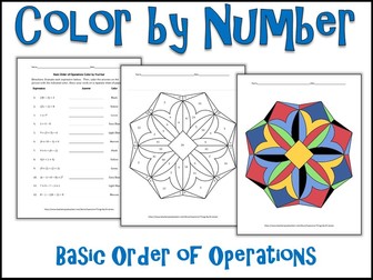 Basic Order of Operations Color by Number