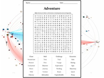 Adventure Word Search Puzzle Worksheet Activity