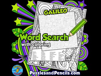 Galileo Word Search Puzzle Activity with Colouring | Outer Space Wordsearch