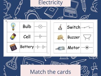 Electric symbol cards - Match the symbol with their picture and name.