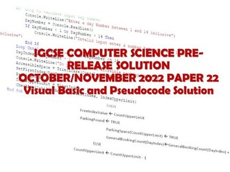 IGCSE Computer Science Pre-release Solution
