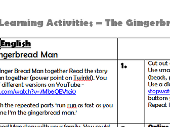 The Gingerbread Man and Counting Home Learning Activities ideal for Nursery
