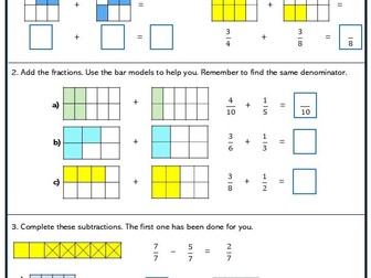 Add and Subtract Fractions Easy