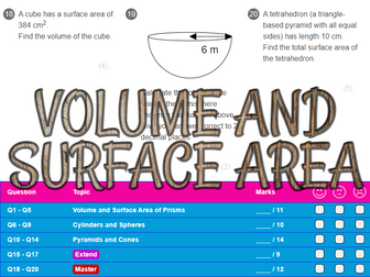 Volume And Surface Area Worksheet + Answers (Foundation GCSE)