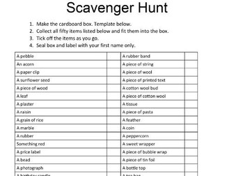 Scavenger Hunt with box template