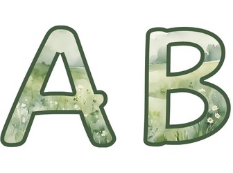 Green Floral Display Lettering