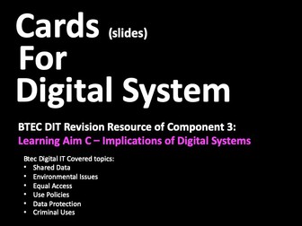 BTEC  Digital IT  Component 3 Revision Cards Learning Aim C