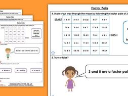 Year 4 Factor Pairs Spring Block 1 Maths Homework Extension