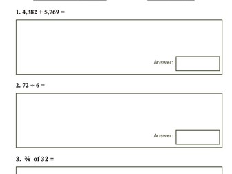 Maths Worksheet 1 – Year 5 & Year 6 - mix of topics
