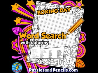 Boxing Day Word Search Puzzle Activity Page | Christmas Wordsearch