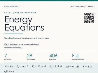 GCSE Physics Energy SLOP Booklet | 406 Questions, 28 Worksheets, Full Answers
