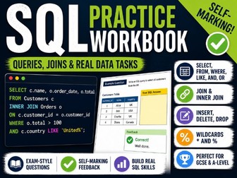 OCR SQL Self Marking Spreadsheet [50 Questions]