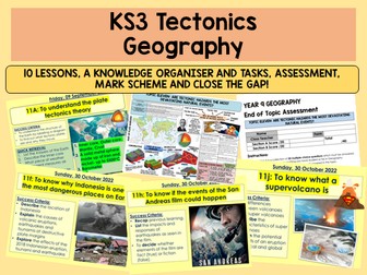 Tectonics KS3 10 lessons KO & Assessment