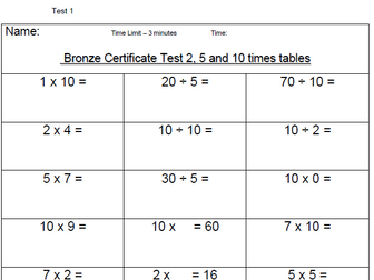 Bronze Times Tables