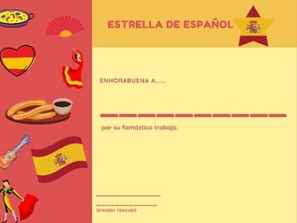 Spanish Star Certificate