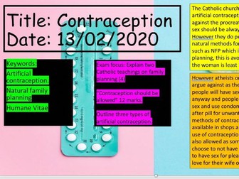 Edexcel Catholic Family Planning and contraception