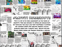 Graffiti Worksheets cover Lessons, home learning, Compare contrast and analysis - Banksy