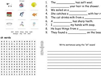 Phonics phase 3 activity worksheets (4 activities for each sound "qu" to "er")