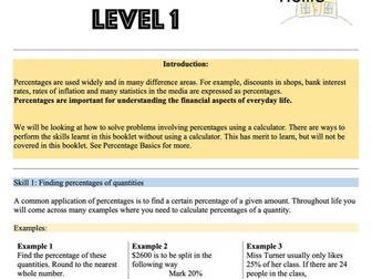 Percentages - level 1 - learn at home