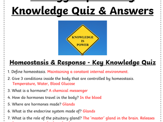 AQA TRILOGY BIOLOGY PAPER 2 REVISION KNOWLEDGE QUIZZES AND ANSWERS FOR WHOLE EXAM SPECIFICATION