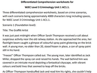 Three differentiated Criminology Comprehensions Unit 1 AC1.1