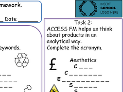 ks3 textiles homework sheet 1 teaching resources